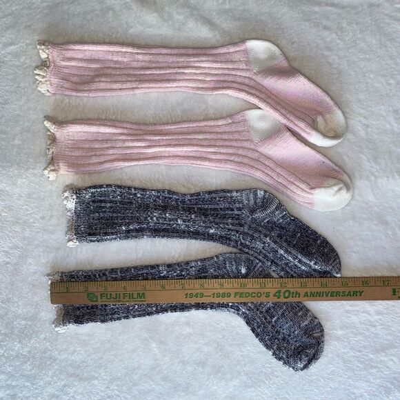 Boot Socks in Gray and Pink knit crochet youth - Picture 2 of 4